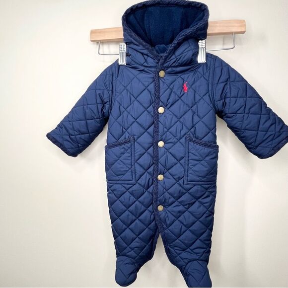 Ralph Lauren Quilted Fleece Lined Snap Closure Snow Suit 3 Months - Picture 1 of 10